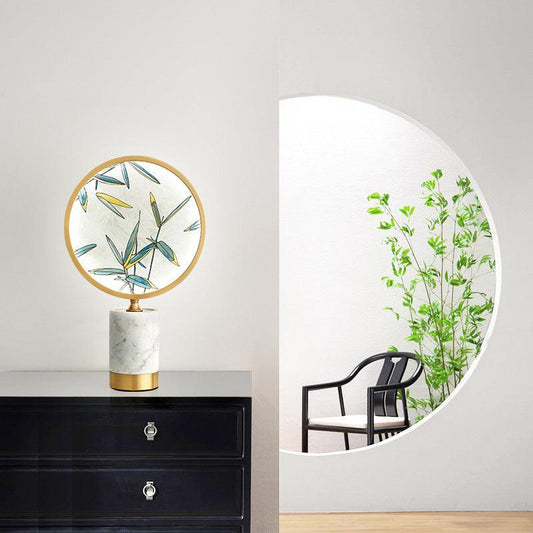 MARBLE ROUND PAINTING TABLE LAMP