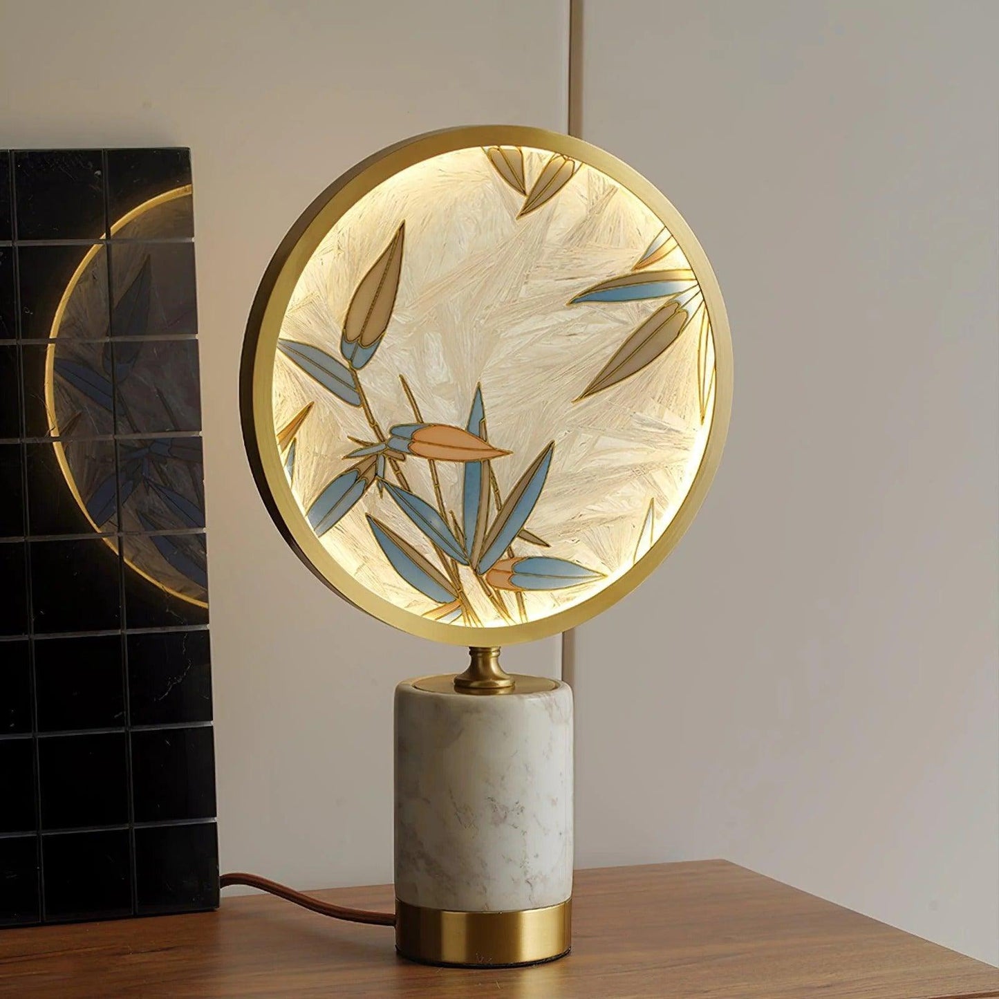 MARBLE ROUND PAINTING TABLE LAMP